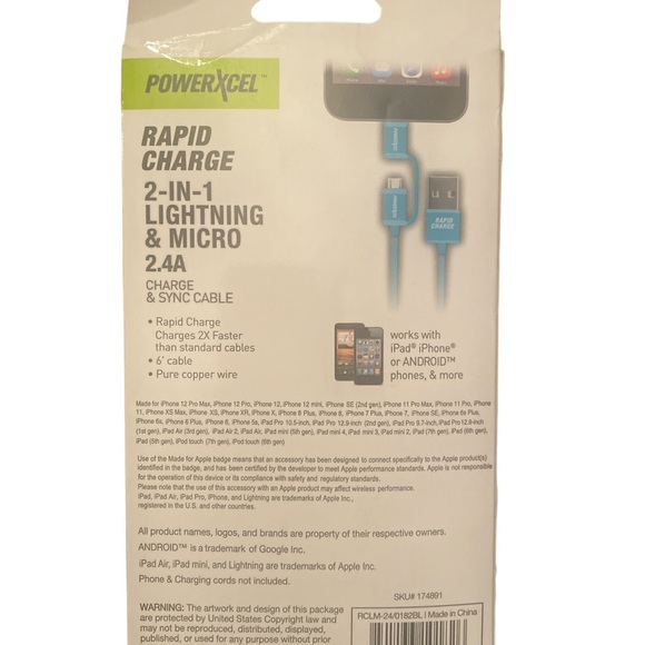 PowerXcel rapid charge 2-IN-1 Lightning and micro 2.4A - Picture 2 of 2